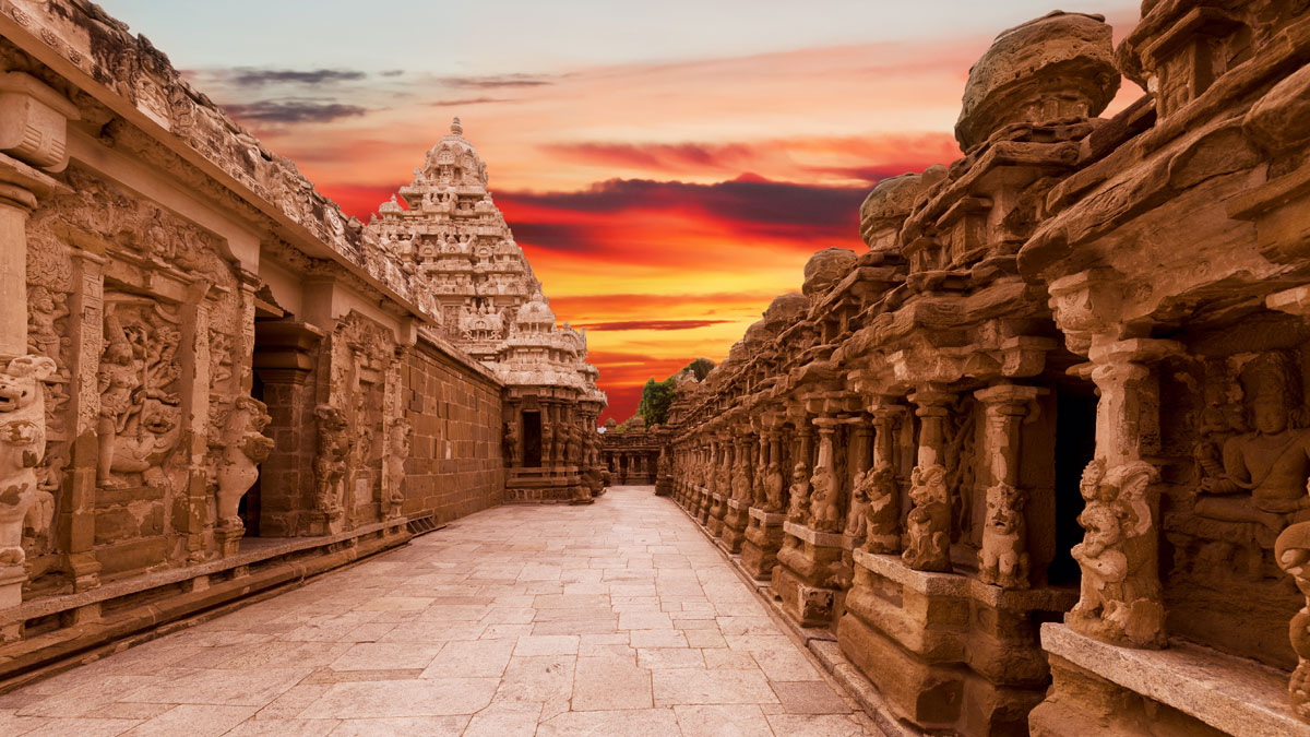 A picturesque view of Kailasanathar temple at Kanchipuram